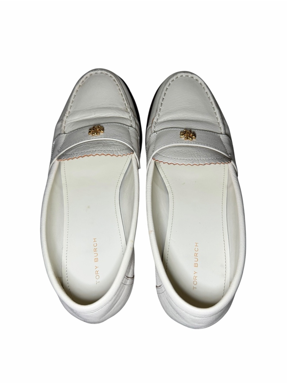 Tory Burch Classic Scalloped Leather Loafers New Ivory Size 8 - Picture 7 of 8